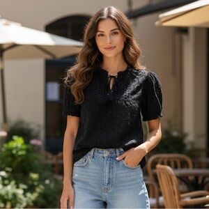 Adiva Black Eyelet Blouse